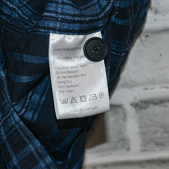 FOLK Clothing Men's Junction Shirt button up indigo check size 3 - Picture 7 of 7